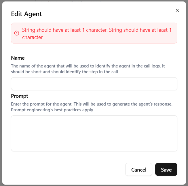 Edit Agent Node Interface