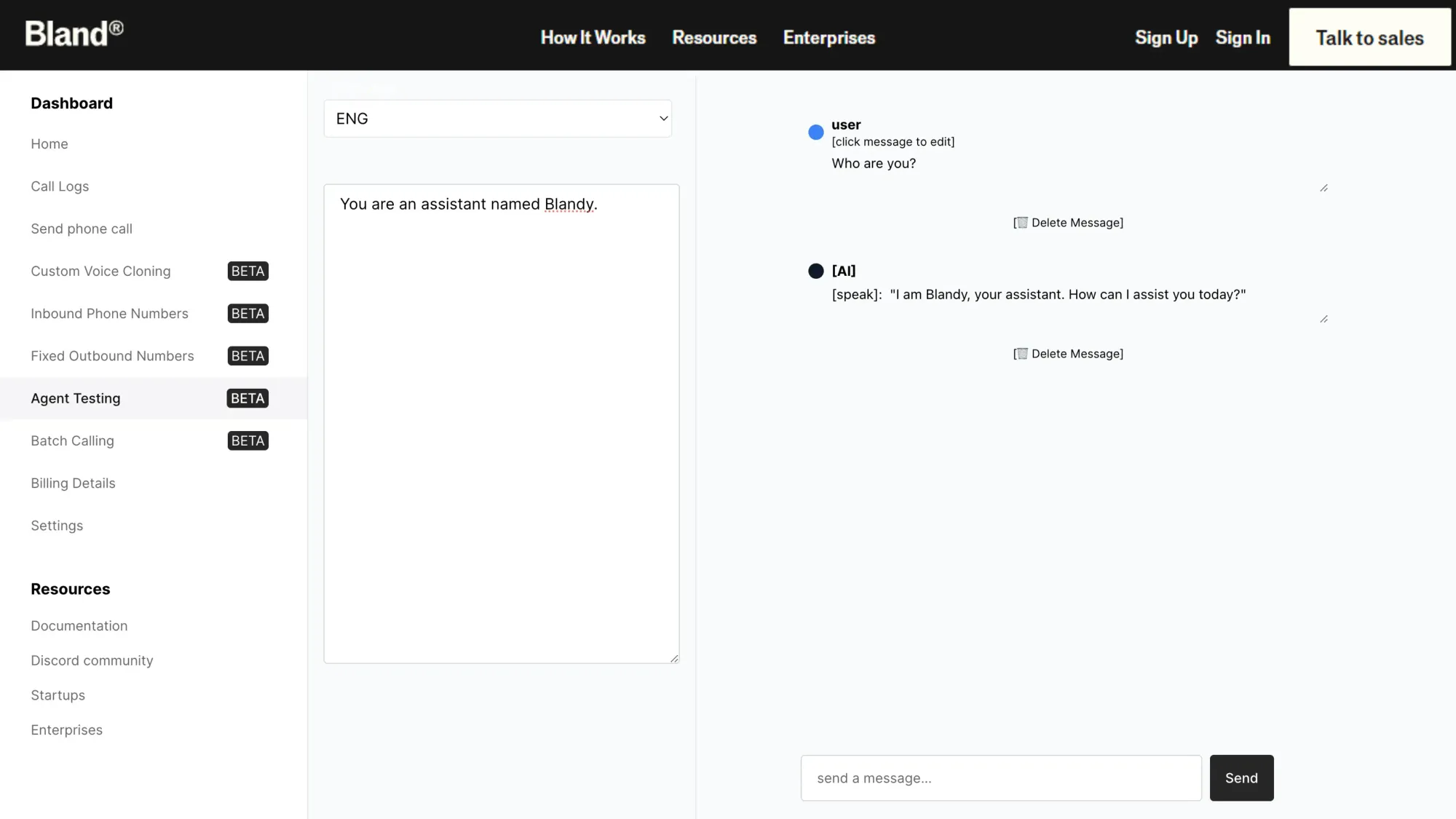 Bland AI Dashboard