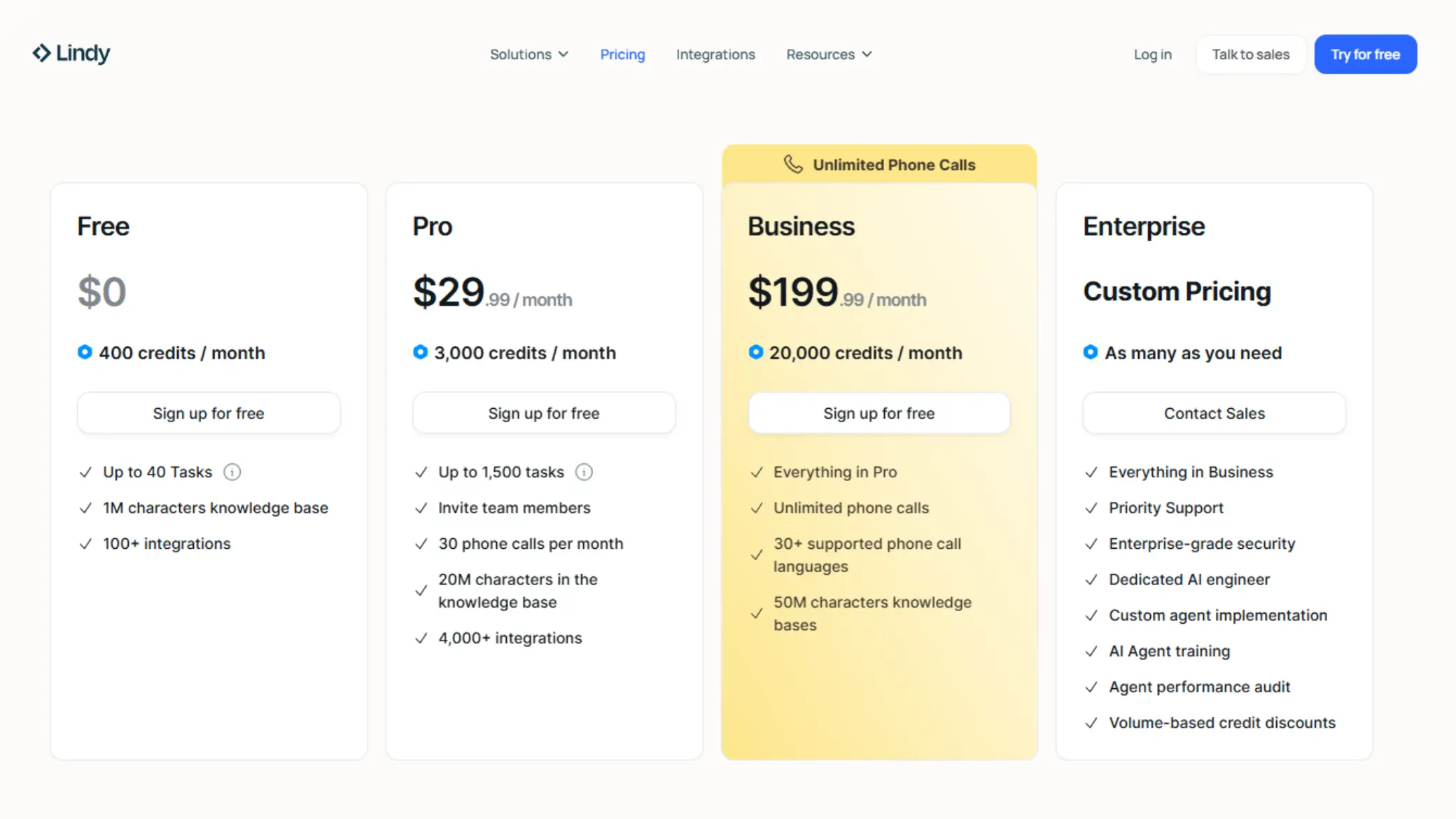 Lindy AI Pricing at a Glance