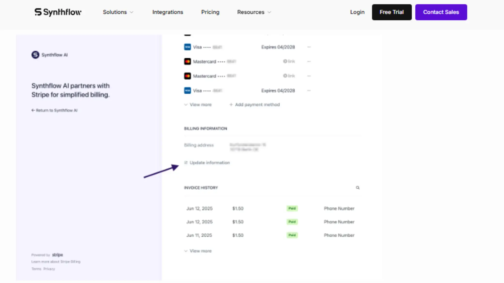 Synthflow Billing